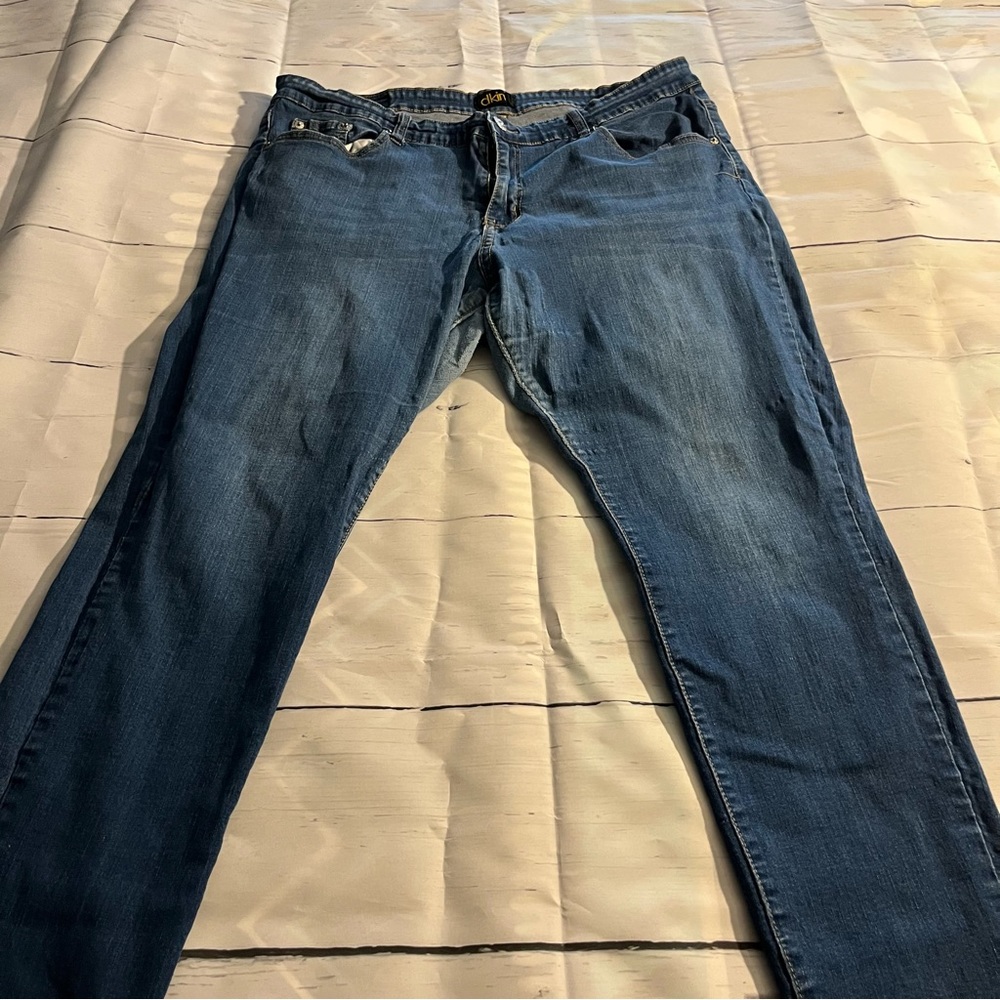 Blue DKIN Stretch Skinny / Straight Leg Jeans, Medium Wash, Size 22W